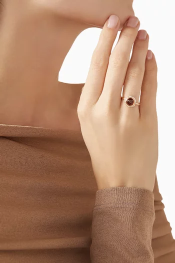 خاتم نور مرصع بعقيق أحمر وماس ذهب وردي عيار 18