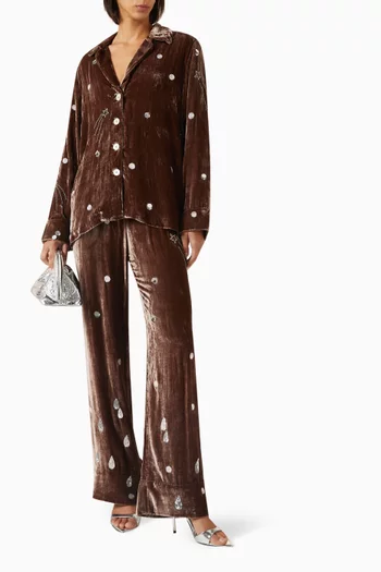 Louis Embellished Pyjama Shirt in Velvet
