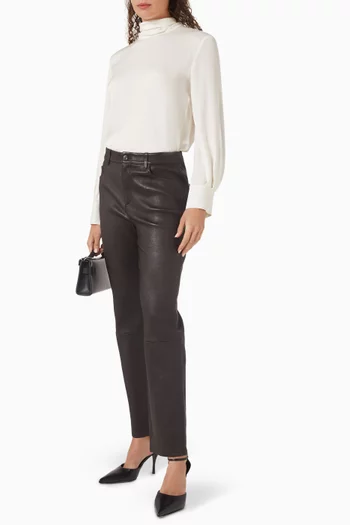Bow Turtleneck Blouse in Silk