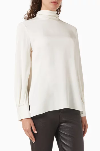 Bow Turtleneck Blouse in Silk
