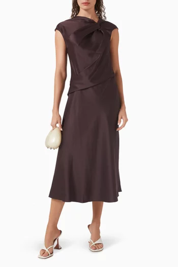 Twist-bodice Dress in Satin