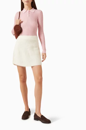 تي شيرت بولو بقصة ضيقة كشمير مضلع