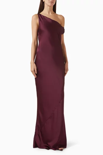Maria Drop-shoulder Gown in Satin