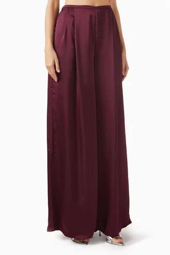 Wide-leg Pleat Pants in Satin