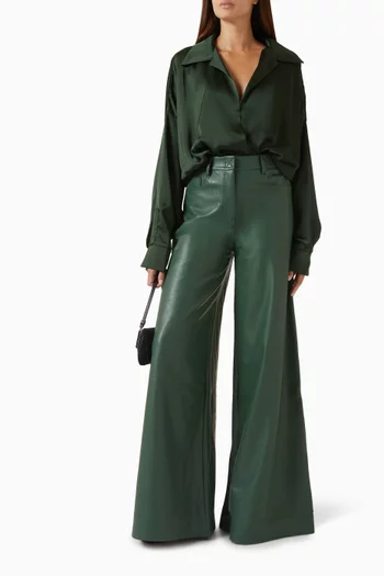 بودي سوت بنمط قميص بقصة بويفريند فضفاضة ستان