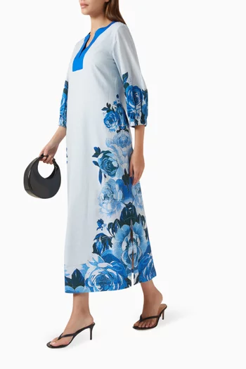 Doris Printed Dress in Linen Blend