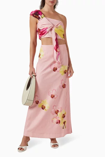 بلوزة مايا قصيرة مزيج قطن وكتان