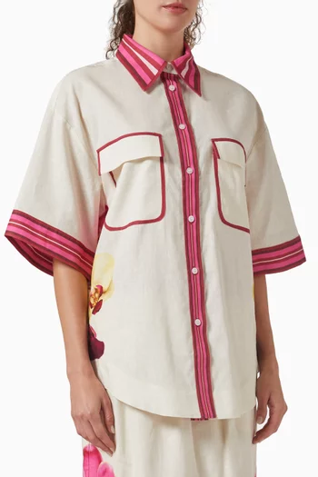 قميص ريمي مزيج قطن وكتان