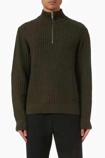 Structure Half Zip Sweater in Organic Cotton