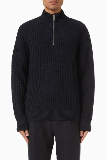 Structure Half Zip Sweater in Organic Cotton