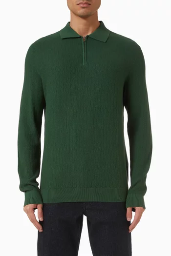 Half Zip Polo Sweater in Cotton