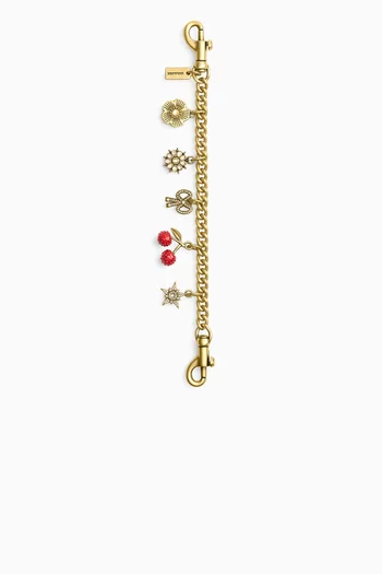 Crystal Motif Chain Bag Charm in Metal