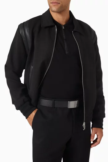 Logo-plaque Belt in Pebbled Leather