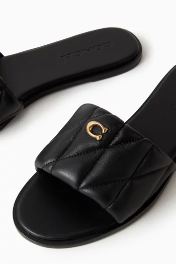 Holly Quilted Slide Sandals in Leather