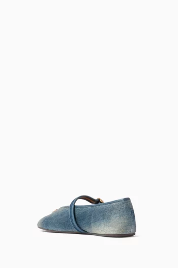 Sculpted C Loved Mary Jane Ballerina Flats in Denim & Leather