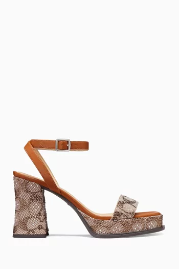 90 Platform Sandals in Crystal Signature Jacquard