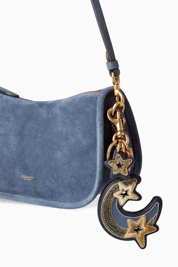 Moon & Star Bag Charm in Leather