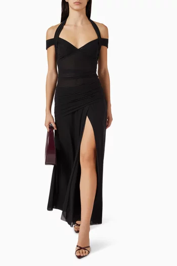 Winnie Halterneck Dress in Mesh