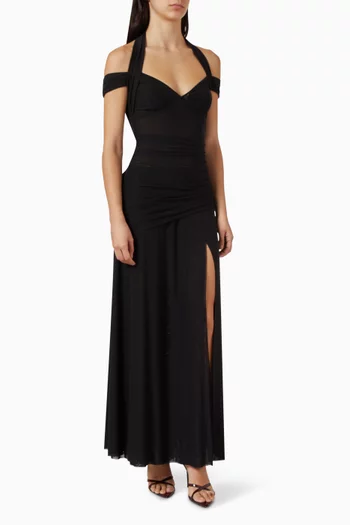 Winnie Halterneck Dress in Mesh