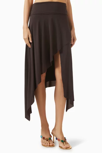 Mia Asymmetrical Midi Skirt in Jersey