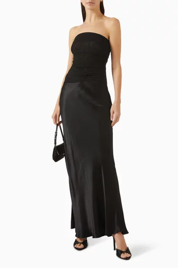 Millah Strapless Maxi Dress in Mesh & Satin