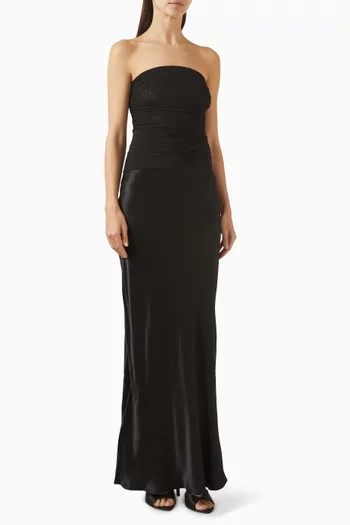 Millah Strapless Maxi Dress in Mesh & Satin