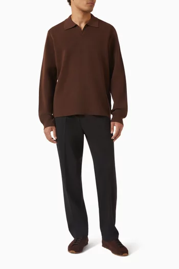 Carter Open Collar Polo Sweater in Cotton-blend