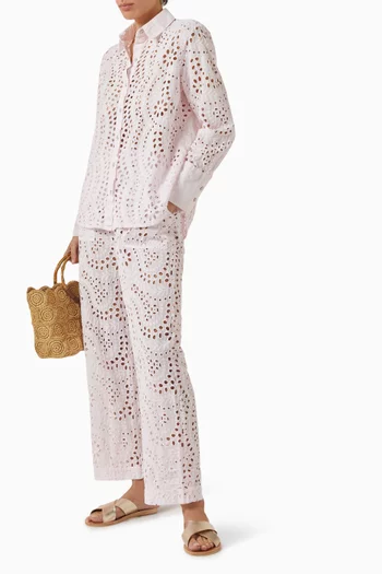 بنطال كماري بتطريزات إنجليزية قطن