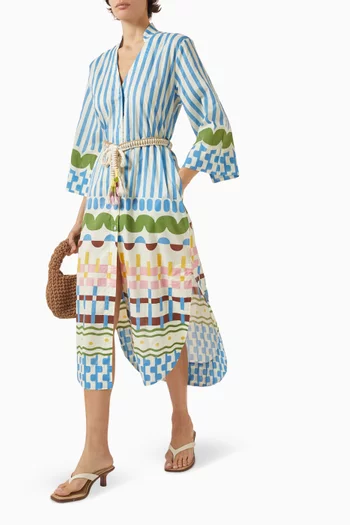 فستان سونا بحزام قطن