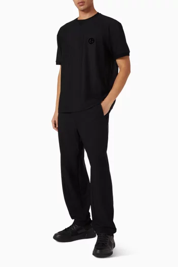 بنطال رياضي مطرز بشعار الماركة قماش شبكي