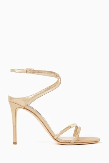 Micro Logo 95 Sandals in Metallic Calf Leather