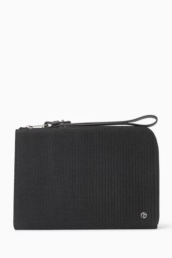 حقيبة صغيرة بطبعة شعار الماركة بنمط مموج جلد