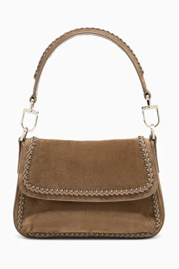 Small La Prima Baguette Bag in Suede