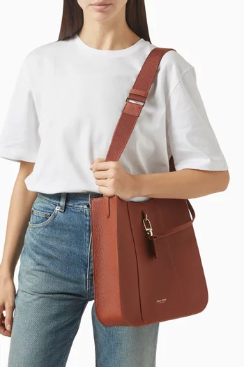 حقيبة كتف جلد بارز الملمس