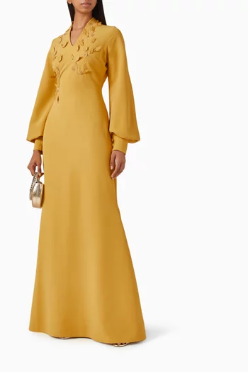 فستان مطرز بالخرز كريب