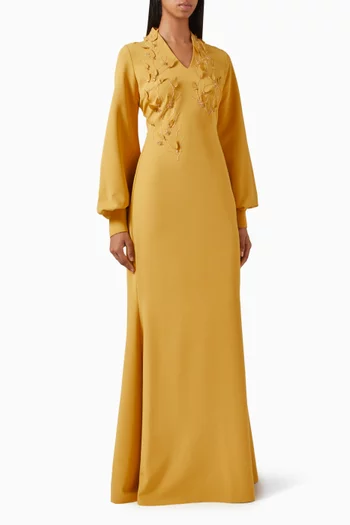 فستان مطرز بالخرز كريب