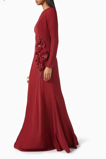 فستان مزين بزهور بارزة كريب