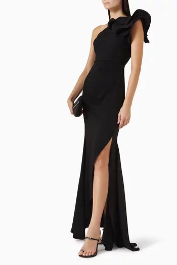 One-shoulder Gown in Crepe