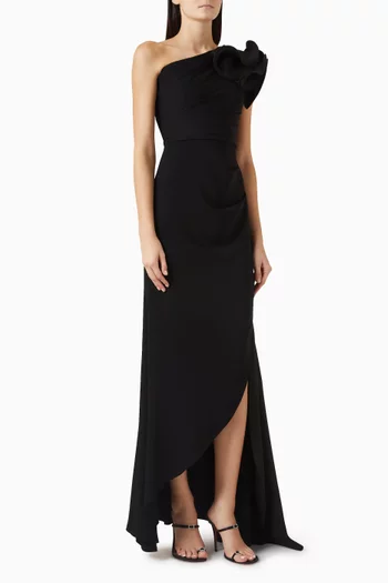 One-shoulder Gown in Crepe
