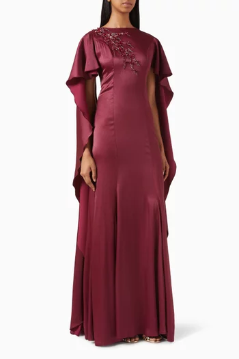 فستان بكاب وتطريزات كريب