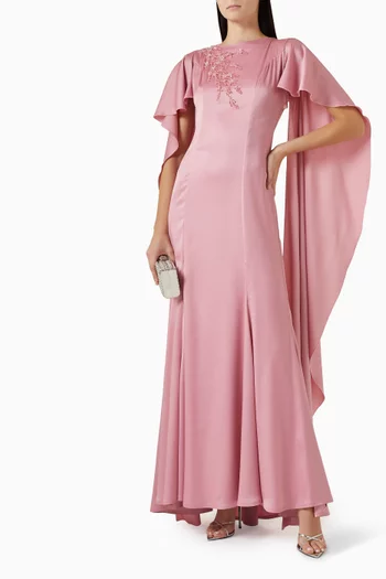 فستان بكاب وتطريزات كريب