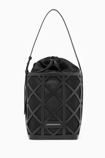 Bucket Bag in Leather & Mesh