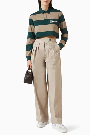 Crop Striped Polo in Jersey