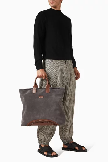 Contrast Shopping Bag in Suede