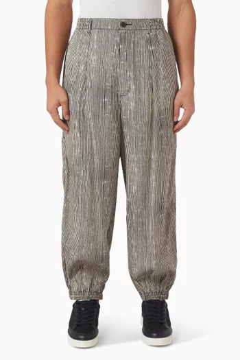 بنطال بنقشة هندسية مزيج فيسكوز