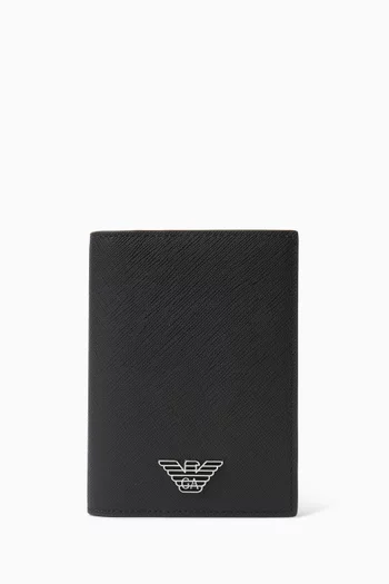 Logo Card Holder in Regenerated Saffiano Leather