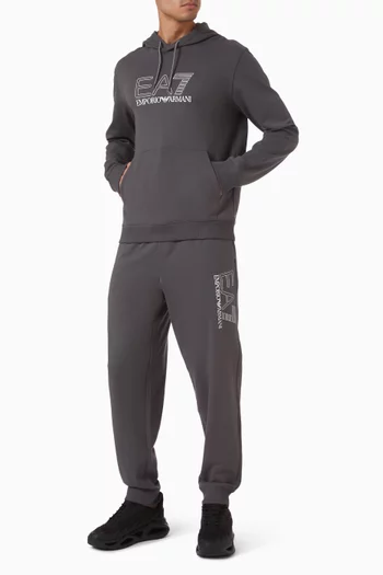 كنزة بغطاء رأس وشعار الماركة قطن