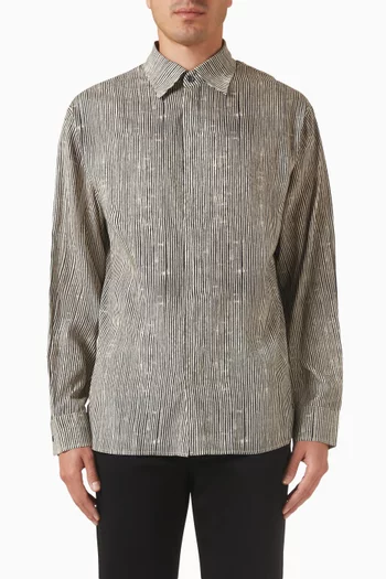 Vertical Stripe Shirt in Lyocell-blend