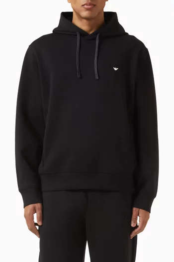 كنزة بغطاء رأس بشعار الماركة جيرسيه مزدوج