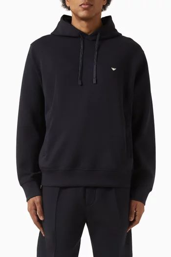 كنزة بغطاء رأس بشعار الماركة جيرسيه مزدوج